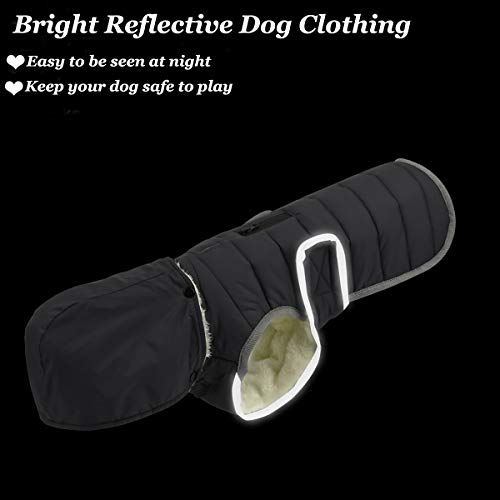 Etechydra Impermeable Chaqueta Abrigada para Perros, Reflectante Abrigo para Perro Sombrero Desmontable, Invierno Chaleco Felpa Chaqueta Perro Abrigo, S