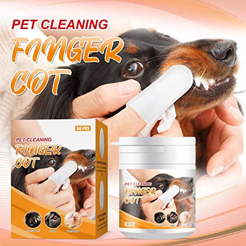 Eteslot 50 Piezas de toallitas para Ojos de Perro | Toallitas dentales para Gatos | Limpieza de Dientes de Perro | Toallitas para los Dedos para el Cuidado Dental para Perros y Gatos refrescan