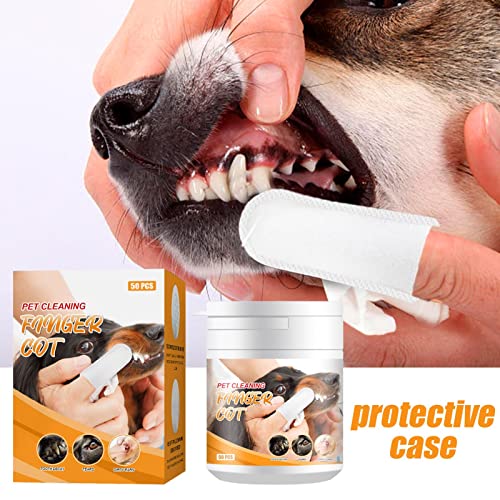 Eteslot 50 Piezas de toallitas para Ojos de Perro | Toallitas dentales para Gatos | Limpieza de Dientes de Perro | Toallitas para los Dedos para el Cuidado Dental para Perros y Gatos refrescan