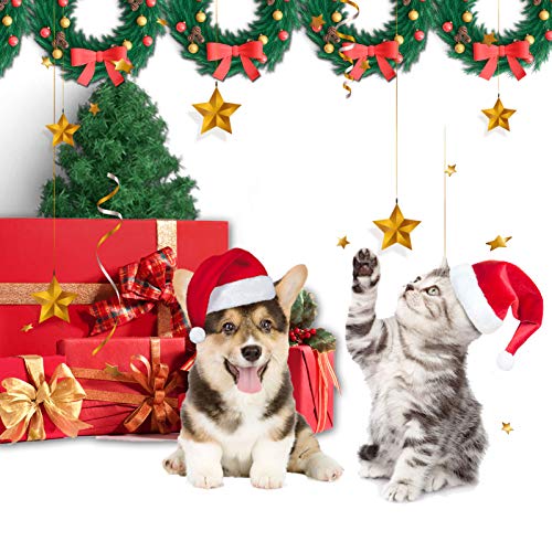 ETHEL Disfraz de Navidad para Mascotas, Sombrero Bufanda de Santa Navidad de Gato Perro, Accesorios de Ropa Ajustables para Mascotas de Cachorros y Gatos para Disfraces de Fiesta de Navidad