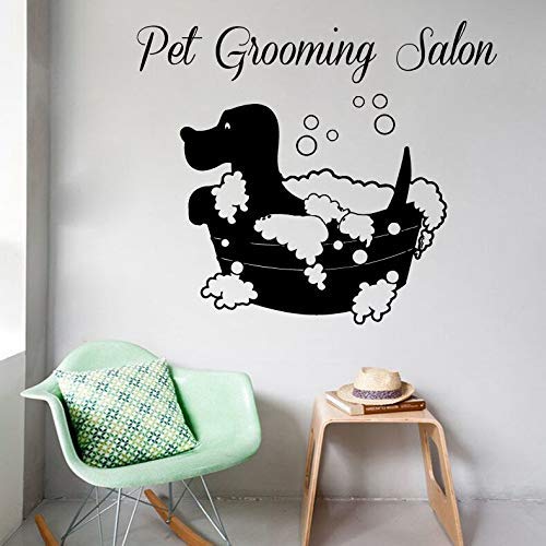 Etiqueta De La Pared De Vinilo Extraíble Animal Pet Grooming Salon Wall Decal Dog Bath Decoración Pet Grooming Salon Wall Sticker 57X48Cm