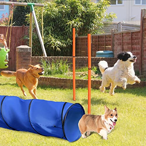 ETmate Set de Entrenamiento Agilidad Perros Juego De Equipos De Agilidad para Perros, Entrenamiento De Agilidad y Dirección, Túnel, Anillo De Salto, Poste De Salto, Poste De Tejido.