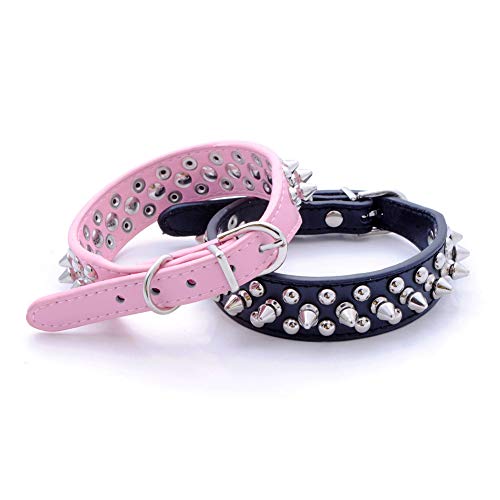 ETOPARS Collar de Cuero para Perro con Tachuelas de Pinchos, Collar para Perro con Remaches de Púas y Tachuelas Ajustables, Collar con Pinchos y Tachuelas (XXL, Marrón)