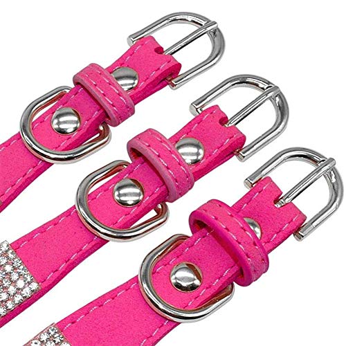 ETOPARS Correas de Collar de Perro con Diamantes de Imitación, Collar y Correa para Perro, Collar para Perro Correa de Piel de Ante Suave y Brillante, Arnés para Collar de Perro para Mascotas