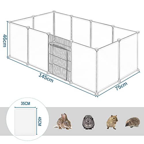 EUGAD Recinto para Cobayas Parque para Conejos Hámster Gatito Cachorros Mascota plástico con Puerta DIY 12 Paneles Blanco 145 x 75 x 46 cm 0009WL