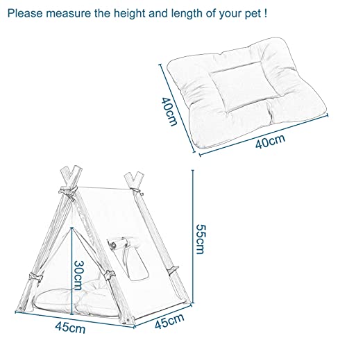 EUGAD Tienda para Mascotas con Cama para Perros Gatos 45x45x55cm Tienda de Lona Lavable Casa para Mascotas con Cojín Suave y Extraíble Montaje Fácil con Soportes de Madera Blanco 0022GD