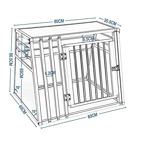 EUGAD Transportín de Aluminio para Perros Gatos Mascotas Jaula Transporte de Viaje para Mascotas Trapezoidal 1 Puerta 80 x 65 x 65 cm Negro 0007LL