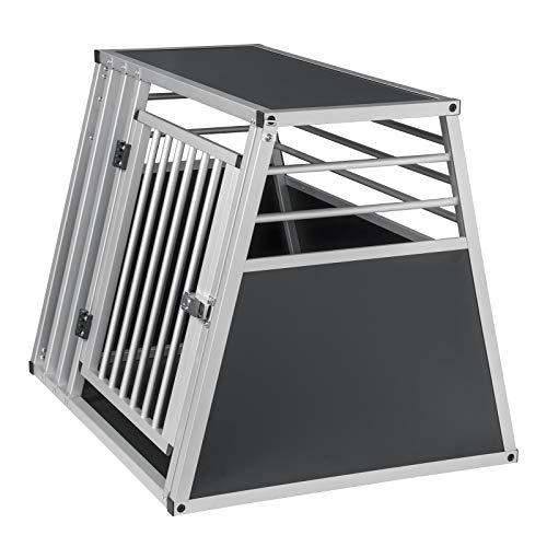 EUGAD Transportín de Aluminio para Perros Gatos Mascotas Jaula Transporte de Viaje para Mascotas Trapezoidal 1 Puerta 80 x 65 x 65 cm Negro 0007LL