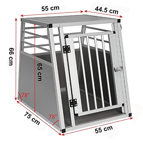 EUGAD Transportín de Aluminio para Perros Gatos MascotasJaula Transporte de Viaje para Mascotas Trapezoidal 1 Puerta 55x66x75 cm 0060HT