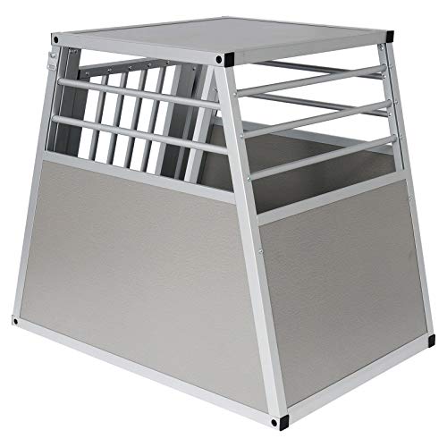 EUGAD Transportín de Aluminio para Perros Gatos MascotasJaula Transporte de Viaje para Mascotas Trapezoidal 1 Puerta 55x66x75 cm 0060HT