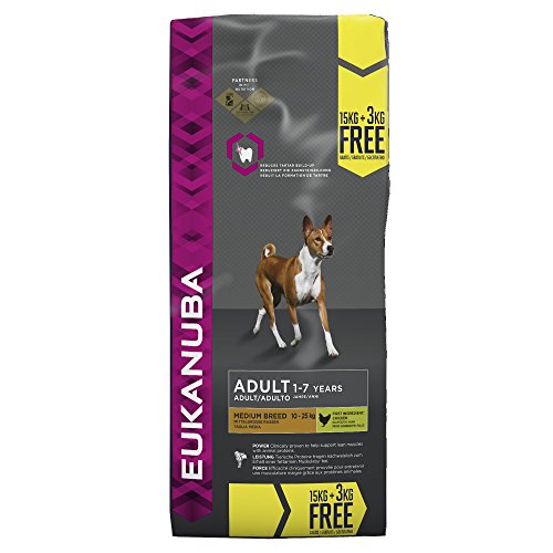 EUKANUBA Eucalipto Nuba Adult trockenfutter Medium Breed (para Adultos Apertura de Las Razas de Perros, Premium Forro con Gallina), 18 kg Bolsa