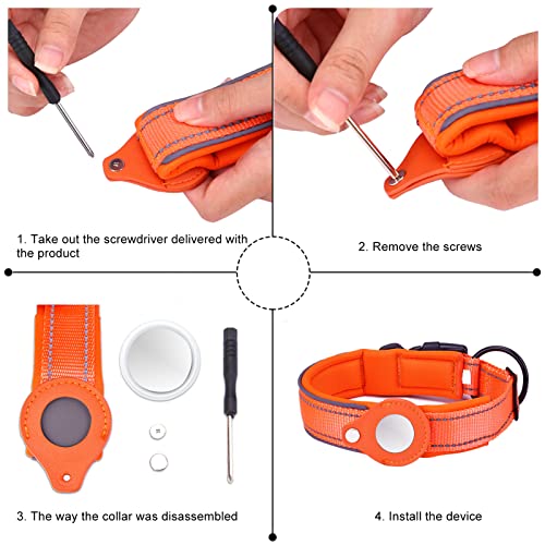 EVTSCAN Collar de Perro antipérdida, Seguimiento de localización, Collar de Perro Reflectante de Nailon para Senderismo, Escalada, Jogging(S)