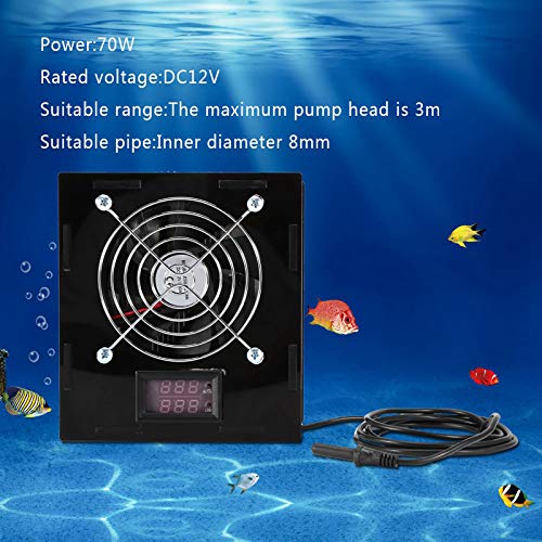 EVTSCAN último Enfriador de termostato de Acuario de 12 V 70 W con Control de Temperatura para Enfriador de Tanque de Peces de Agua Dulce/Agua Salada