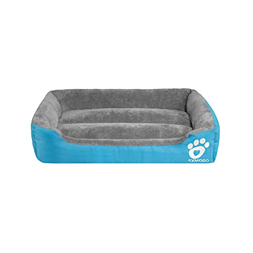 EXMOGO Cama para Perros Cestas Grandes para Mascotas Cama para Mascotas de Tela Oxford Resistente al Agua para Perros medianos Grandes XL :79x63x16cm Azul