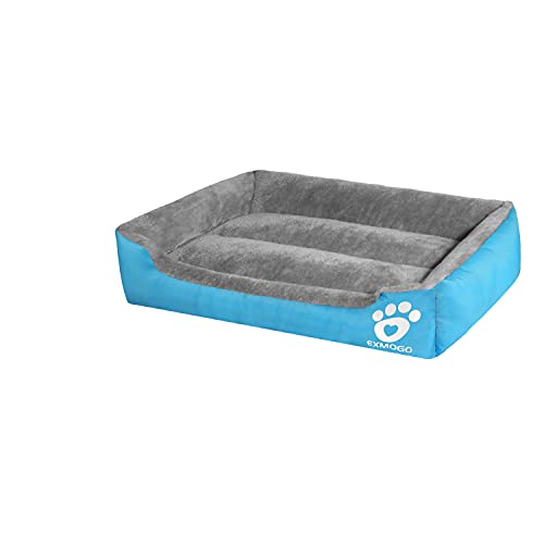 EXMOGO Cama para Perros Cestas Grandes para Mascotas Cama para Mascotas de Tela Oxford Resistente al Agua para Perros medianos Grandes XL :79x63x16cm Azul