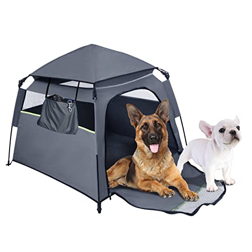 Exqline Pop-up Tienda para Animales Portátil 900D Oxford Tienda de Campaña para Perros Gatos Conejo Cerdito Dulce, con Bolsa de Transporte, para Interior & Exterior, Cámping, Viaje, 100*100*70cm