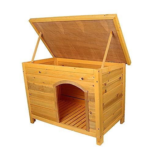 FACAZ Casa para Perros Casa para Perros de Madera para Interiores con Techo abatible Muebles para Mascotas para Interiores al Aire Libre (Color: Natural, Tamaño: 84x51x61cm)