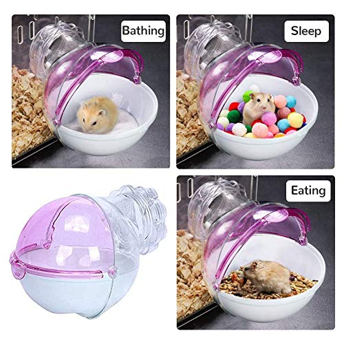 FANKUNYIZHOUSHI Hámster Baño Mini plástico extraíble Pet Sand Bath Casa de baño de animales pequeños para hámster cobayas, gerbil chinchilla rosa ❤????? ?????? ?????❤