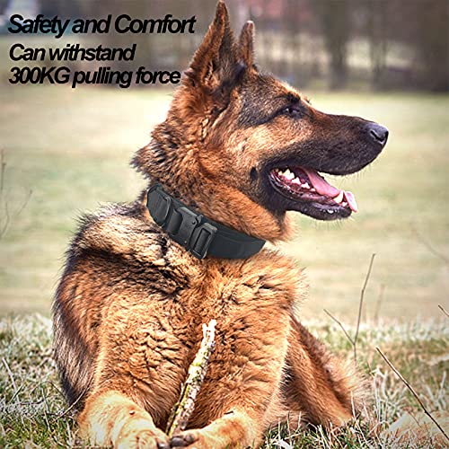 Fantsccy Collares de Perro de Nylon,Collar táctico para Perros Ajustable con Mango de Control Fabricado en Nylon con Hebilla metálica Acolchada para Perros medianos Grandes Caza Entrenamiento Ocio