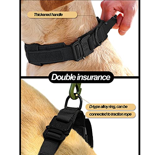 Fantsccy Collares de Perro de Nylon,Collar táctico para Perros Ajustable con Mango de Control Fabricado en Nylon con Hebilla metálica Acolchada para Perros medianos Grandes Caza Entrenamiento Ocio