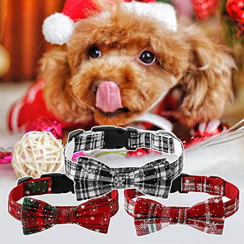 farfi Collar de cachorro con estampado de copo de nieve antiestrangulador ajustable de Navidad para perros de mascotas Collares Bowknot Accesorios para mascotas Collar para cachorros