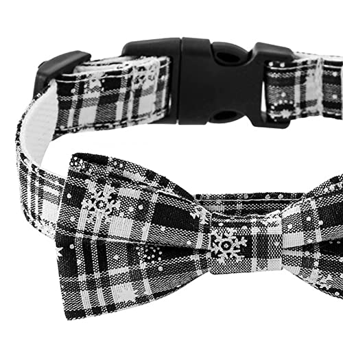 farfi Collar de cachorro con estampado de copo de nieve antiestrangulador ajustable de Navidad para perros de mascotas Collares Bowknot Accesorios para mascotas Collar para cachorros