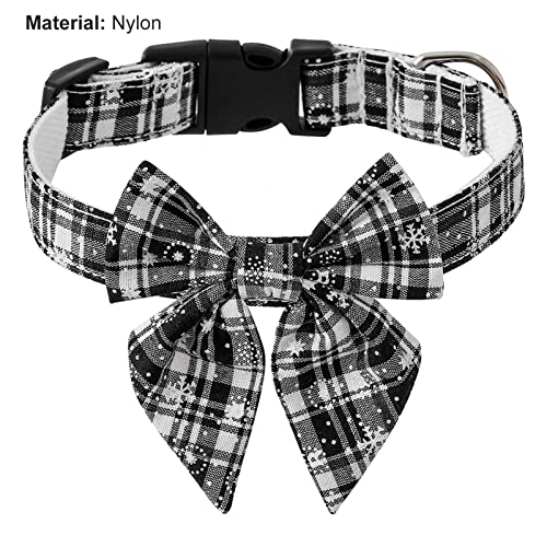 farfi Collar de cachorro con estampado de copo de nieve antiestrangulador ajustable de Navidad para perros de mascotas Collares Bowknot Accesorios para mascotas Collar para cachorros