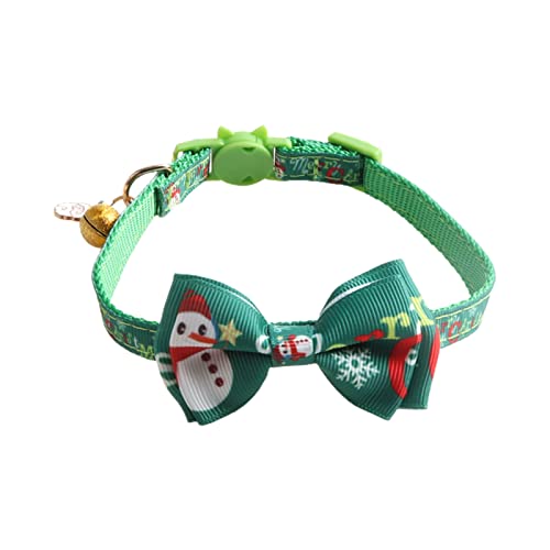 farfi Collar de gatito con patrón de muñeco de nieve de ciervo, ajustable, agradable a la piel, lindo collar para gatos de Navidad, collar para mascotas