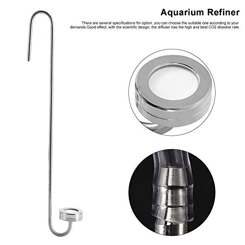 Fdit Acuario CO2 Difusor Tanque de Peces Bubbler Colgante Superficie de Espejo de Acero Inoxidable Difusor de oxígeno con Manguera y Ventosa(30cm)