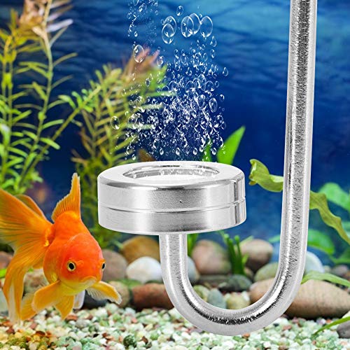 Fdit Acuario CO2 Difusor Tanque de Peces Bubbler Colgante Superficie de Espejo de Acero Inoxidable Difusor de oxígeno con Manguera y Ventosa(30cm)