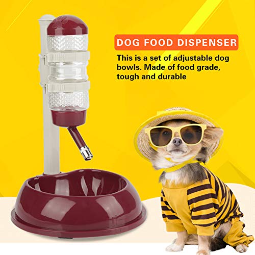 Fdit Dispensador de Agua Potable 500ml Cuenco de Alimentos con Botella de Agua para Mascotas Dispensador Grande Ajustable Automáticamente de Altura para Gato Perro Socialme-EU(Marron)