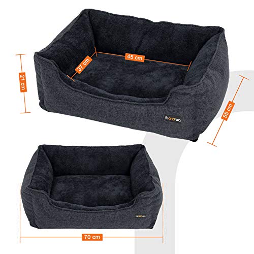 FEANDREA Cama para Perros, 70 x 55 x 21 cm, Gris Oscuro PGW010G01