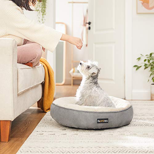 FEANDREA Cesta de Perros Redonda, Cama Redonda, ø 60 cm, Gris Claro PGW060G01