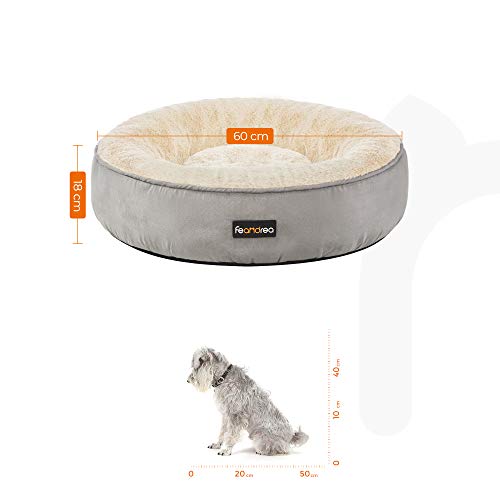 FEANDREA Cesta de Perros Redonda, Cama Redonda, ø 60 cm, Gris Claro PGW060G01