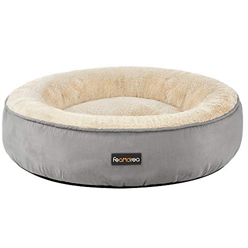 FEANDREA Cesta de Perros Redonda, Cama Redonda, ø 60 cm, Gris Claro PGW060G01