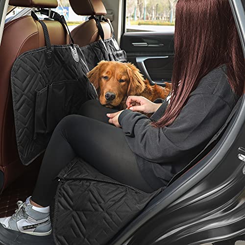 FEANDREA Funda de Asiento de Coche de Perros, Ventana de Malla, Negro PDS058B01