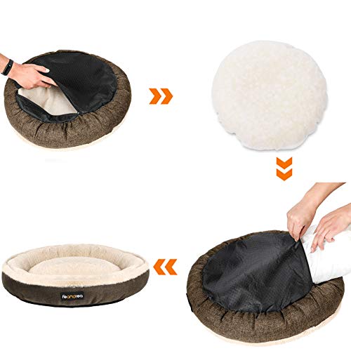 FEANDREA Sofá para Perro, Cama para Mascota, Redonda, 55 cm, Marrón PGW55C