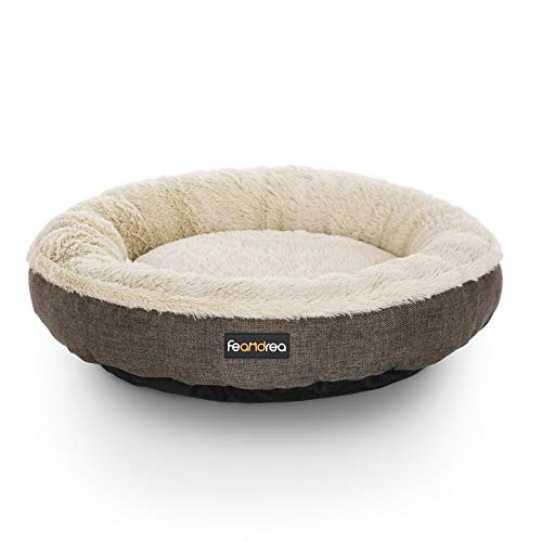 FEANDREA Sofá para Perro, Cama para Mascota, Redonda, 55 cm, Marrón PGW55C