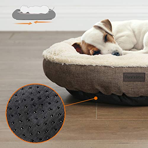 FEANDREA Sofá para Perro, Cama para Mascota, Redonda, 55 cm, Marrón PGW55C