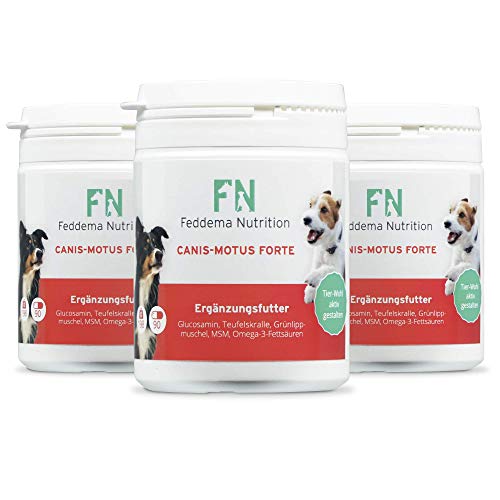 Feddema Canis Motus Forte - Complementos alimenticios para Perros para los cartílagos y articulaciones con hasta 3 Veces más * La glucosamina, Uña de Diablo, el Mejillón Verde, MSM