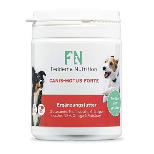 Feddema Canis Motus Forte - Complementos alimenticios para Perros para los cartílagos y articulaciones con hasta 3 Veces más * La glucosamina, Uña de Diablo, el Mejillón Verde, MSM