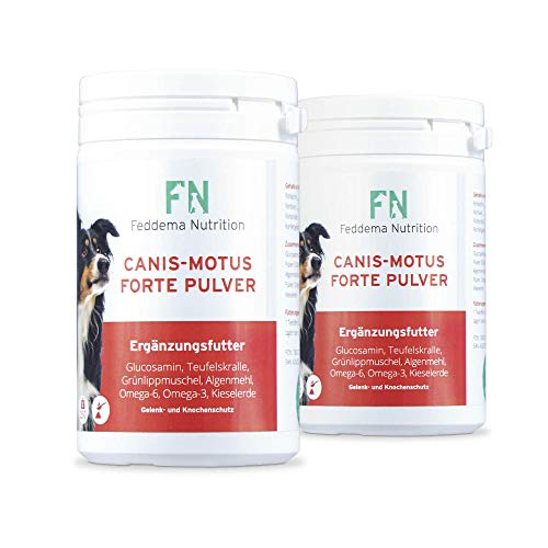 Feddema Canis-Motus Forte Polvo Articulación Suplemento Dietario para Perro con Garra Glucosamina Msm Mejillón I Alimenticio Articulaciones Pequeño 150g, Normal 250g, 2er Pack 2X 250g - Normal