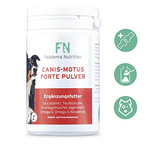 Feddema Canis-Motus Forte Polvo Articulación Suplemento Dietario para Perro con Garra Glucosamina Msm Mejillón I Alimenticio Articulaciones Pequeño 150g, Normal 250g, 2er Pack 2X 250g - Normal