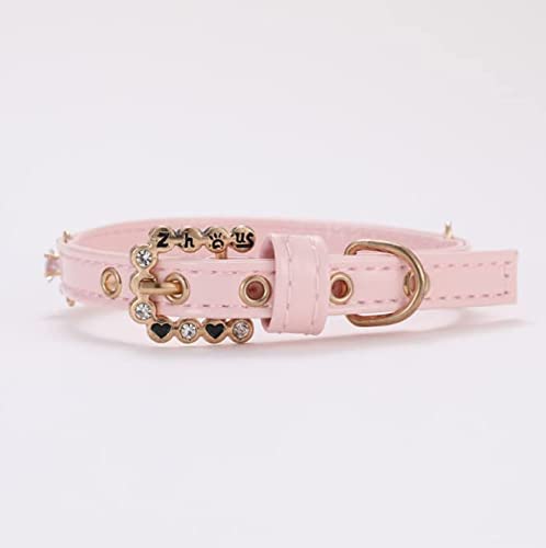 feiling Collar para perros pequeños, cachorros, perlas brillantes, collar de gato ajustable, para cachorros, para Poodle Chihuahua, Bichon Frise Pomeranin (M: 24-30 cm, rosa)