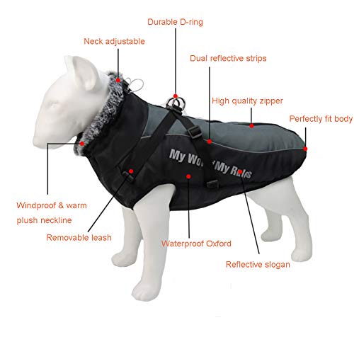 FEimaX Abrigo para Perro de Invierno Impermeable Chaqueta de Felpa Cálido Reflectante Chaleco de Algodón Suave para Cachorro Ropa para Mascotas Perros Pequeños, Medianos y Grandes