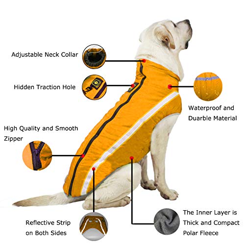 FEimaX Abrigo para Perros de Invierno Chaqueta Impermeable Ropa a Prueba de Viento con Forro Polar y Orificio para Arnés, Chaleco Cálido Duradero para Perro Pequeños Medianos Grandes y Mascotas