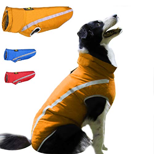 FEimaX Abrigo para Perros de Invierno Chaqueta Impermeable Ropa a Prueba de Viento con Forro Polar y Orificio para Arnés, Chaleco Cálido Duradero para Perro Pequeños Medianos Grandes y Mascotas