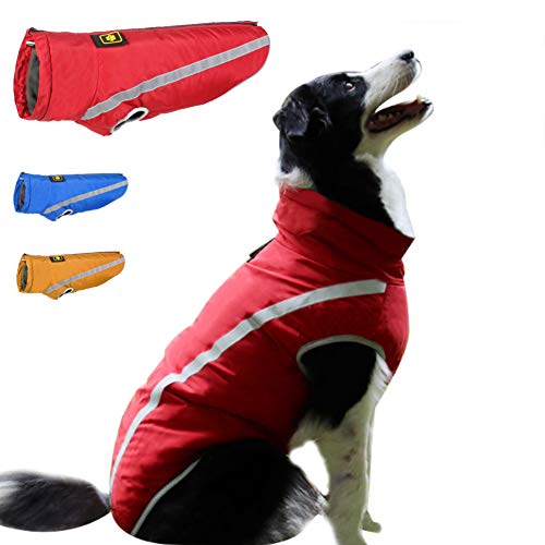 FEimaX Abrigo para Perros de Invierno Chaqueta Impermeable Ropa a Prueba de Viento con Forro Polar y Orificio para Arnés, Chaleco Cálido Duradero para Perro Pequeños Medianos Grandes y Mascotas