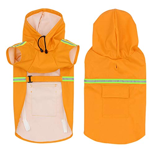 FEimaX Impermeable para Perros Abrigo Impermeables con Capucha, Chubasquero Reflectante y Ajustable, Poncho de Lluvia Impermeable para Perros Pequeños medianos y Grandes