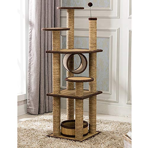 Feixunfan Árbol de Gato Cuatro Estaciones Gato Universal Columpio con Multi-Nivel de Arena for Gatos Mats Gato del Animal doméstico Árbol Gato del Gato Villa de árbol de la camada Árbol Grande del g